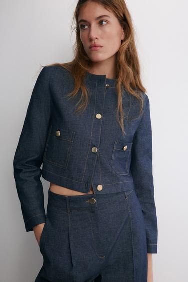 BUTTONED CROPPED BLAZER - Indigo by Zara