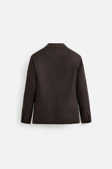 BLAZER COSTUME 100 % LIN - Marron foncé de Zara - Image 7