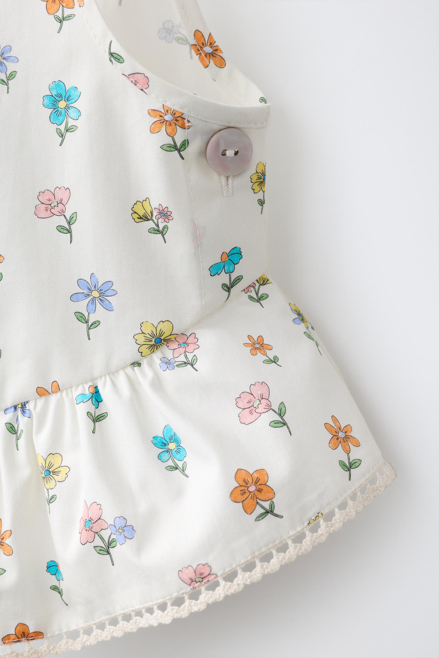 Детский топ Zara Floral Print Top, цвет: Экрю — фото 5