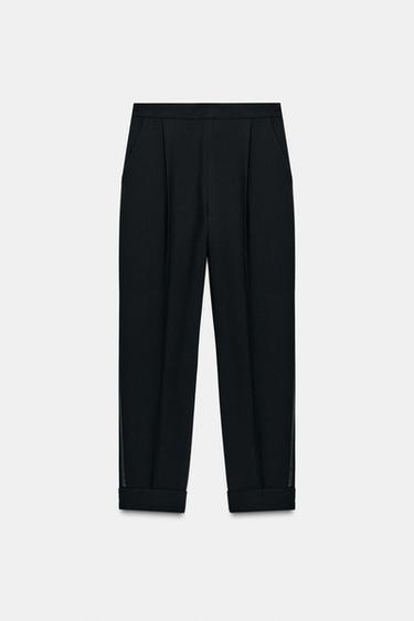 CROPPED TUXEDO TROUSERS - Black by Zara