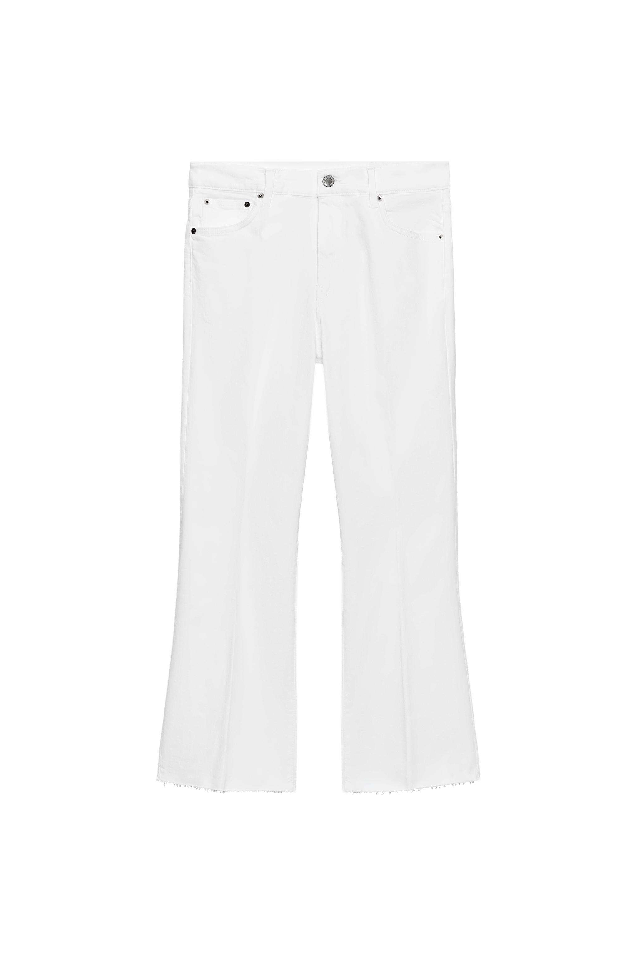 ZW COLLECTION クロップド丈フレアデニムパンツ - ホワイト | ZARA