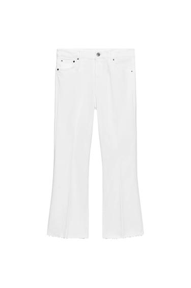 ZW COLLECTION MID-RISE CROPPED FLARE JEANS - White by Zara