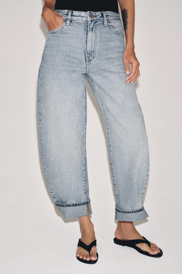 ZW COLLECTION MID-RISE BALLOON JEANS - Blue by Zara