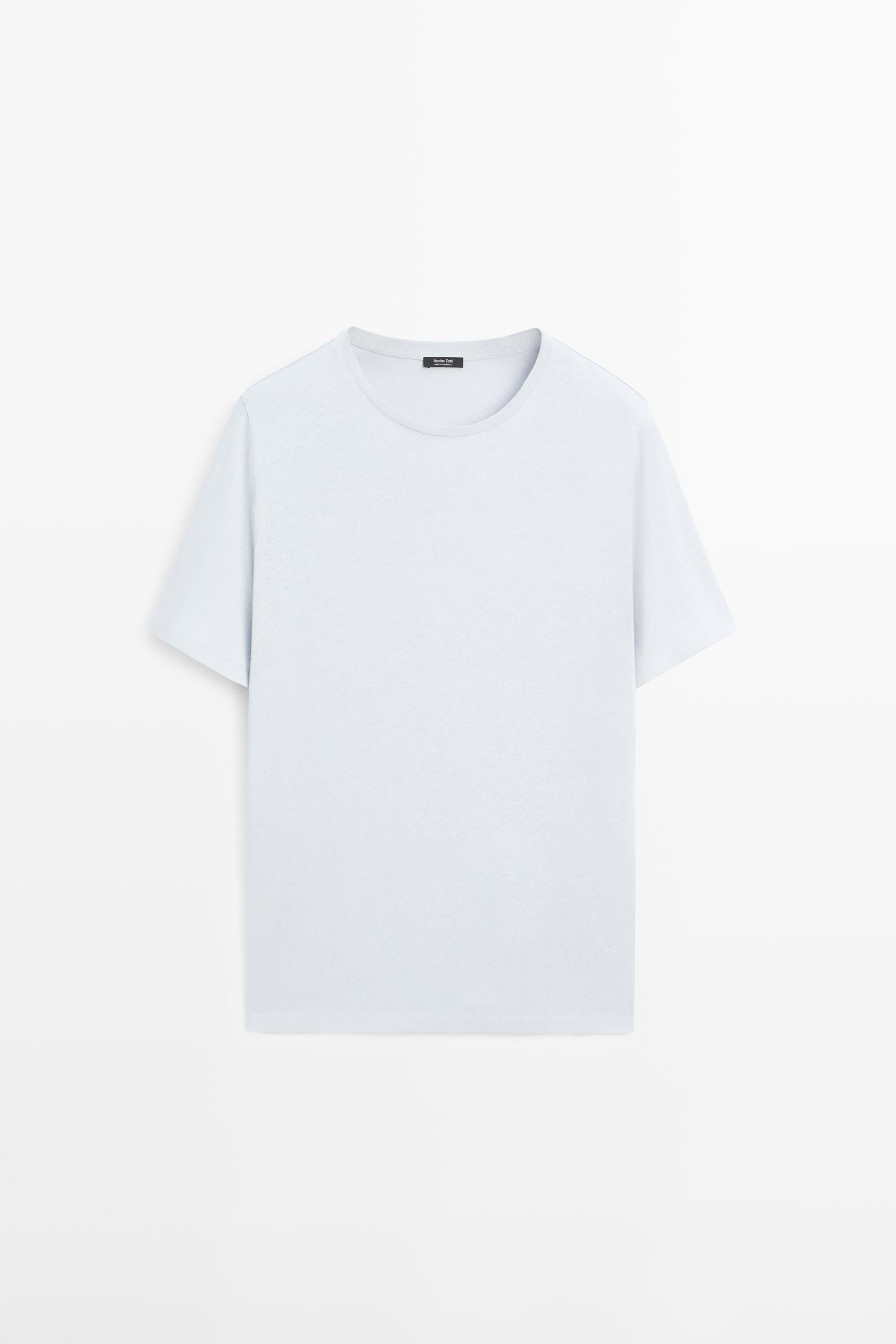 Short sleeve linen and cotton T-shirt