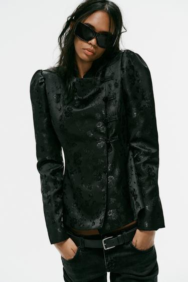 JACQUARD BLAZER WITH FROG FASTENING — Black 1