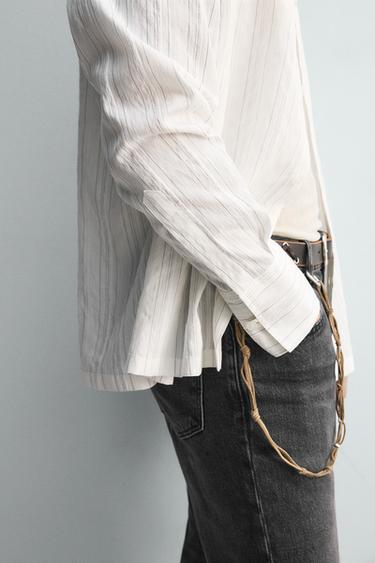STRIPED FLOWING SHIRT - White by Zara - Image 4