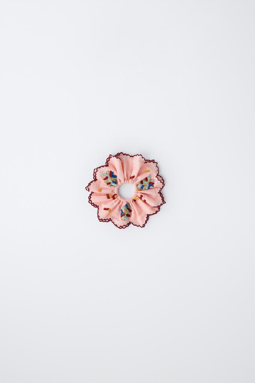 CONTRAST BEADED HAIR TIE - Pink | ZARA United States display picture 2