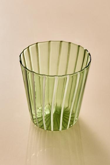 STRIPED BOROSILICATE TUMBLER - Green by Zara