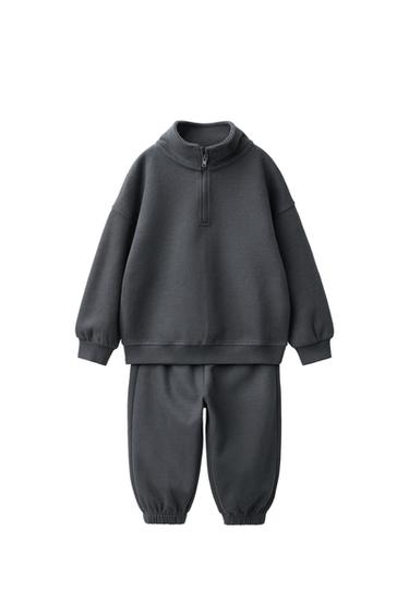 ENSEMBLE DE JOG AVEC SWEAT ET PANTALON JOGGER UNI - Gris anthracite de Zara
