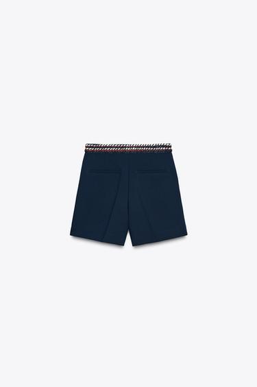 FANCY TRIM BERMUDA SHORTS - Navy blue by Zara