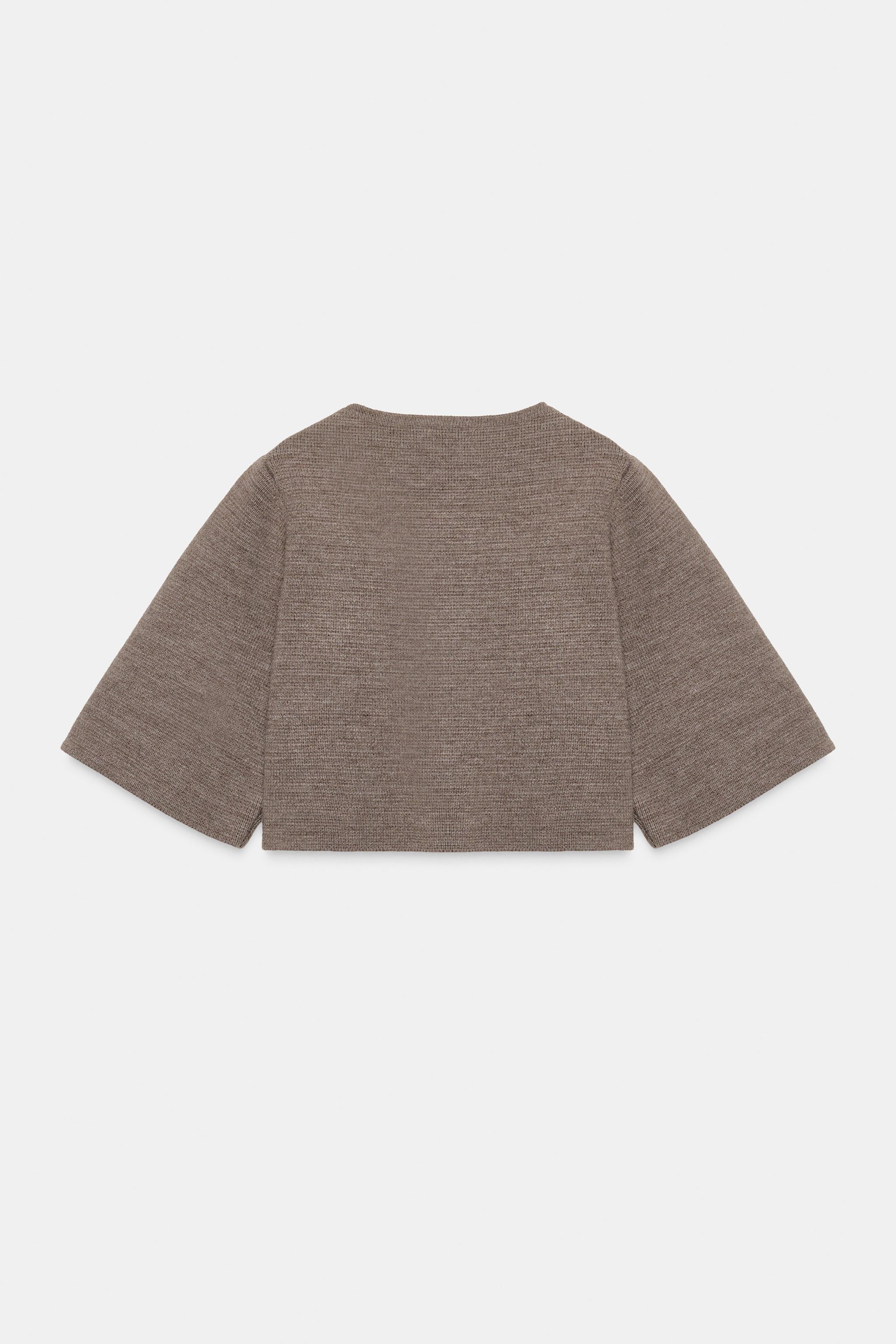 CROPPED KNIT JACKET - Dark brown | ZARA United States