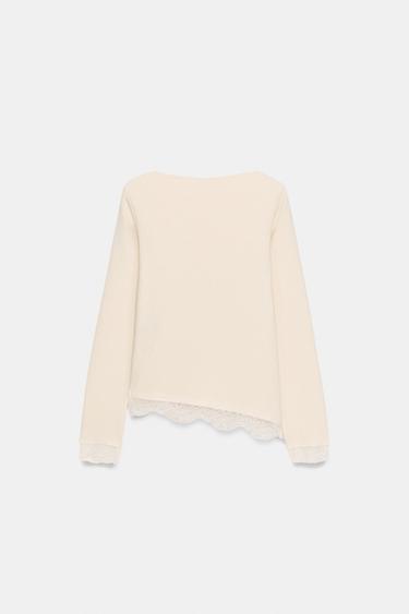 TOP EFFET DOUX EN DENTELLE - Écru de Zara - Image 5