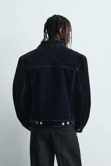 FLOCKED VELVET JACKET - Blue by Zara - Image 2
