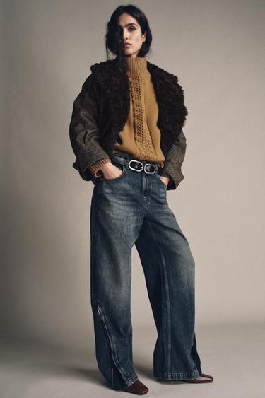 Zara ZW 系列中腰拉鍊氣球版牛仔褲 限量版 - 藍色 - 圖片 0