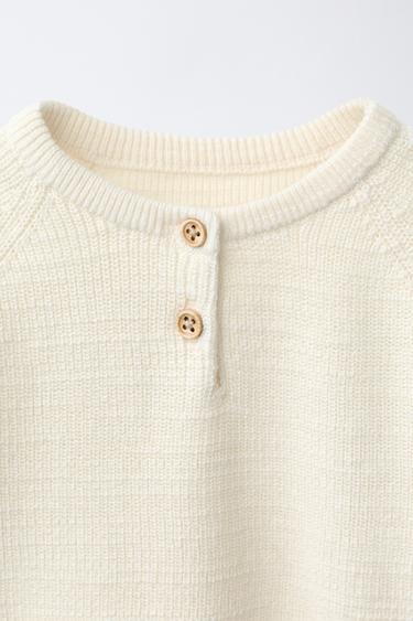PURL KNIT HENLEY JUMPER - Ecru by Zara - Image 2