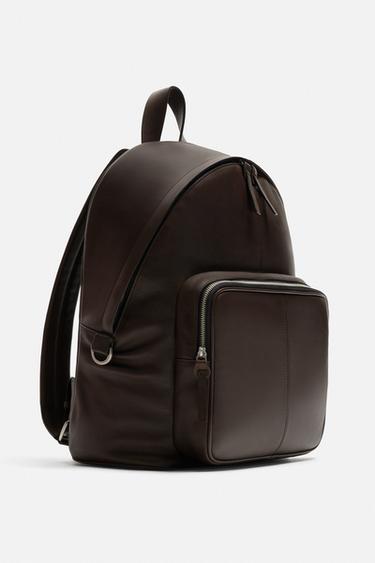 LEATHER BACKPACK - Brown by Zara - Image 3