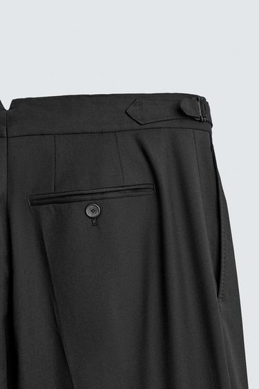 100% WOOL SUIT TROUSERS WITH PLEATS - Black by Zara - Image 7