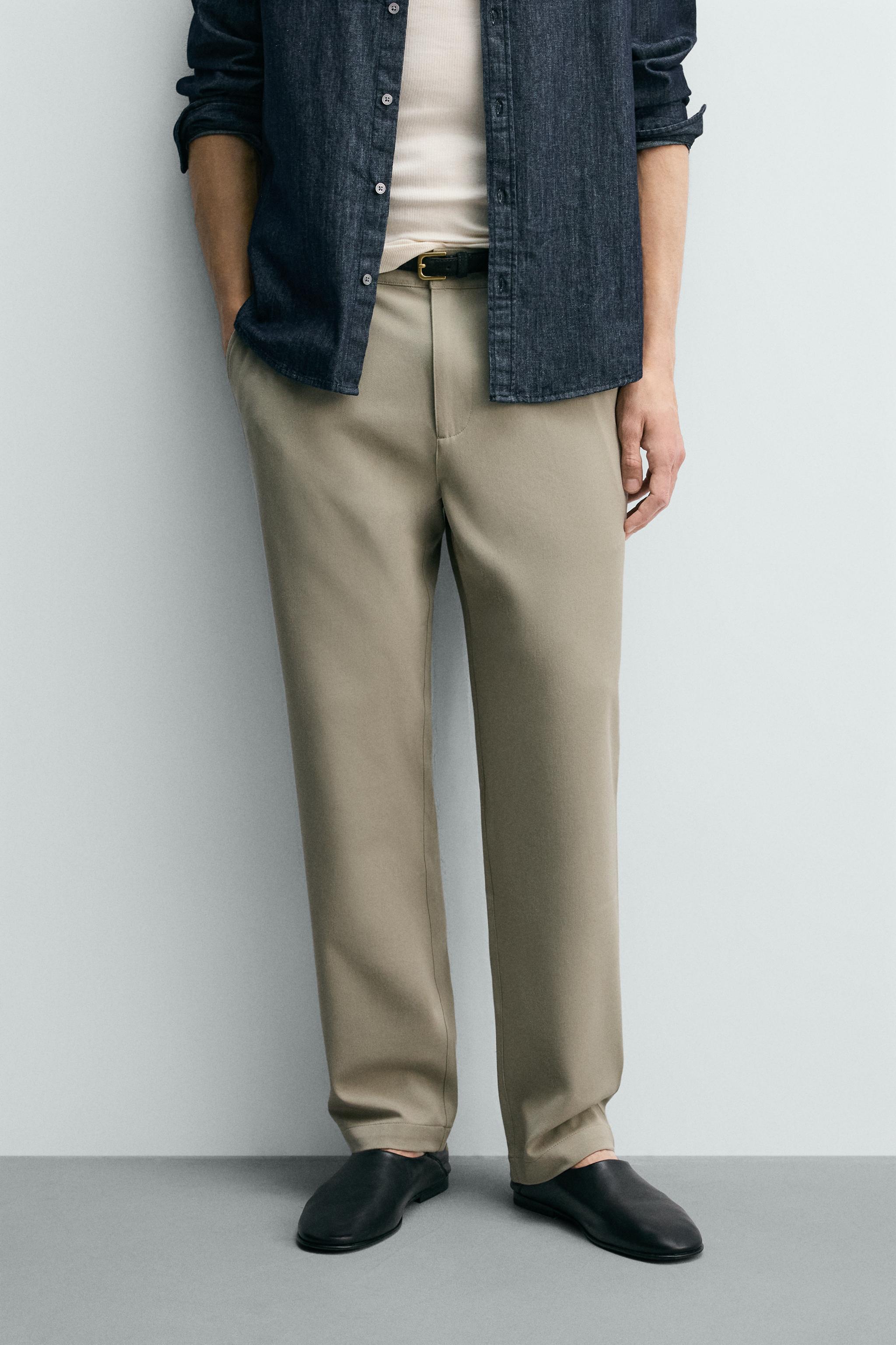 COMFORT STRAIGHT-LEG TROUSERS — Light khaki