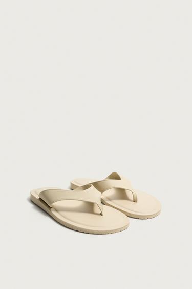 LEATHER STRAPPY SANDALS — Off White 2