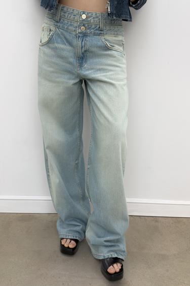 TRF STRAIGHT-FIT DOUBLE WAISTBAND OʻRTA OʻRNASHISHLI JINSI - Och koʻk Zara tomonidan
