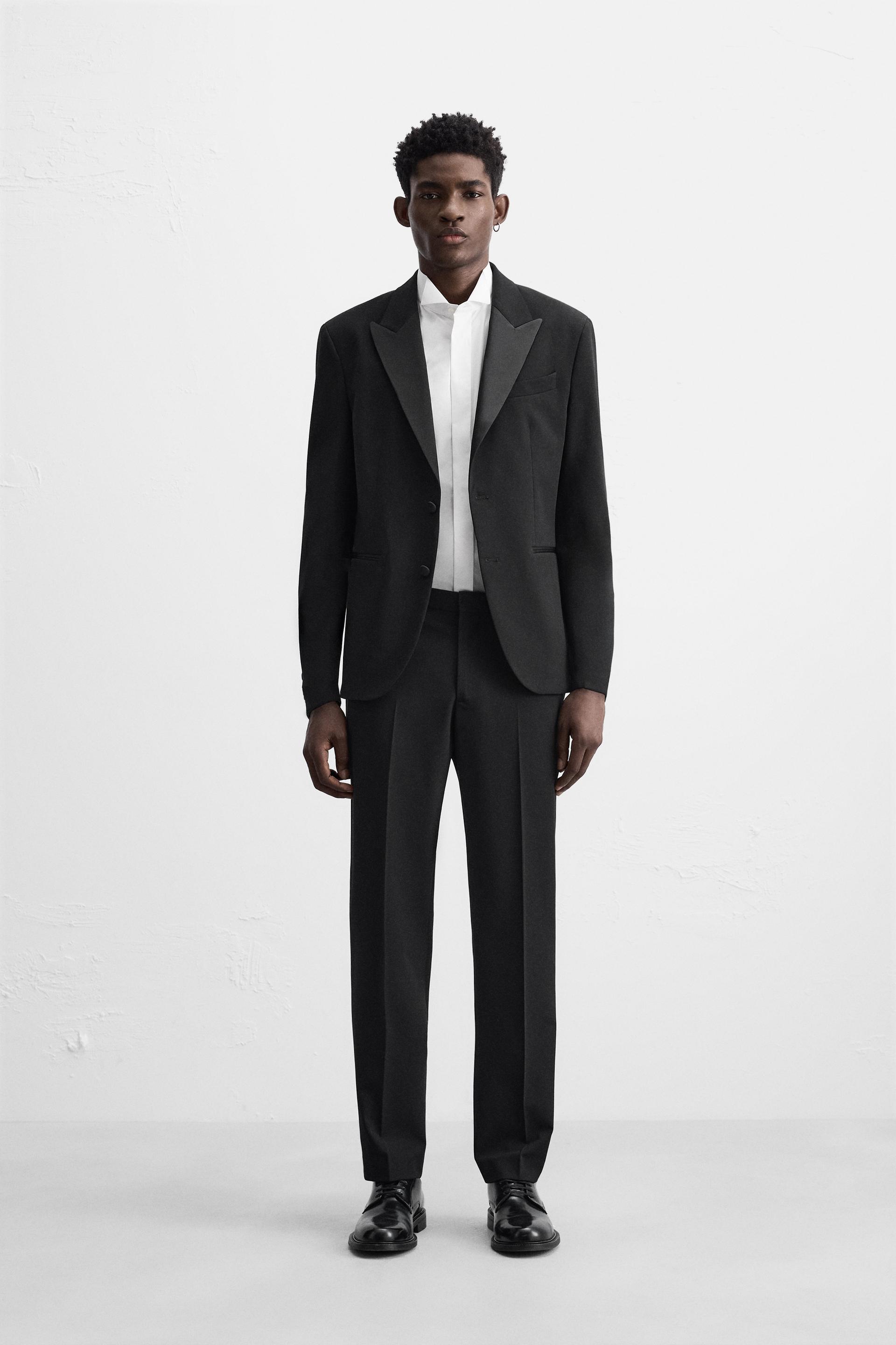 WOOL BLEND TUXEDO SUIT PANTS