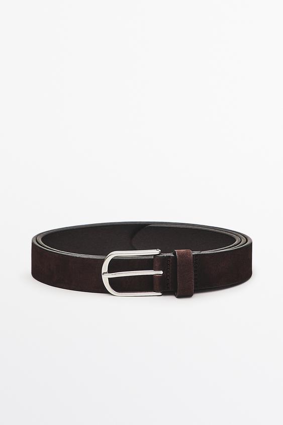 Cinturón piel nobuck - Marrón de Zara - Imagen 0