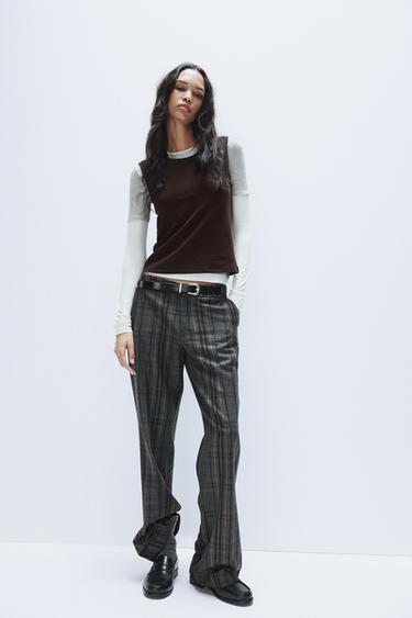 CAMISETA EFECTO TRIPLE - Marrón de Zara