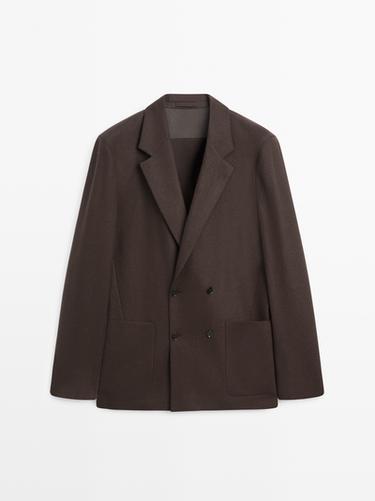 Americana cruzada 100% lana - Marrón de Zara