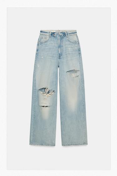 JEAN TAILLE PLIÉE TRF TAILLE NORMALE - Bleu clair de Zara