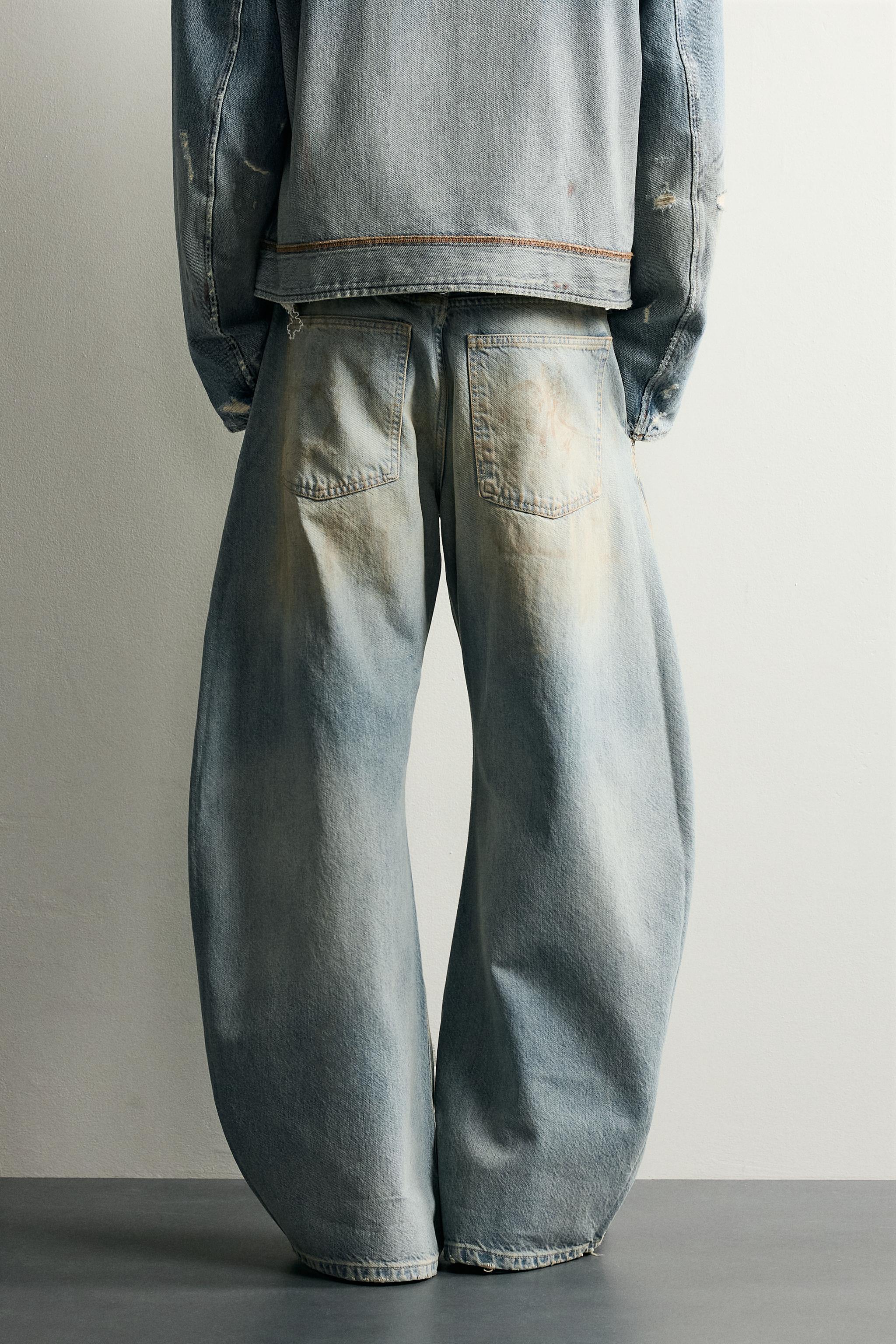 VINTAGE-EFFECT LOOSE BARREL-FIT JEANS