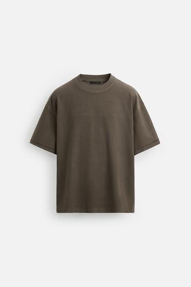 ヘビーウェイトリラックスフィットＴシャツブラウンZaraのヘビーウェイトリラックスフィットＴシャツ - ブラウン 