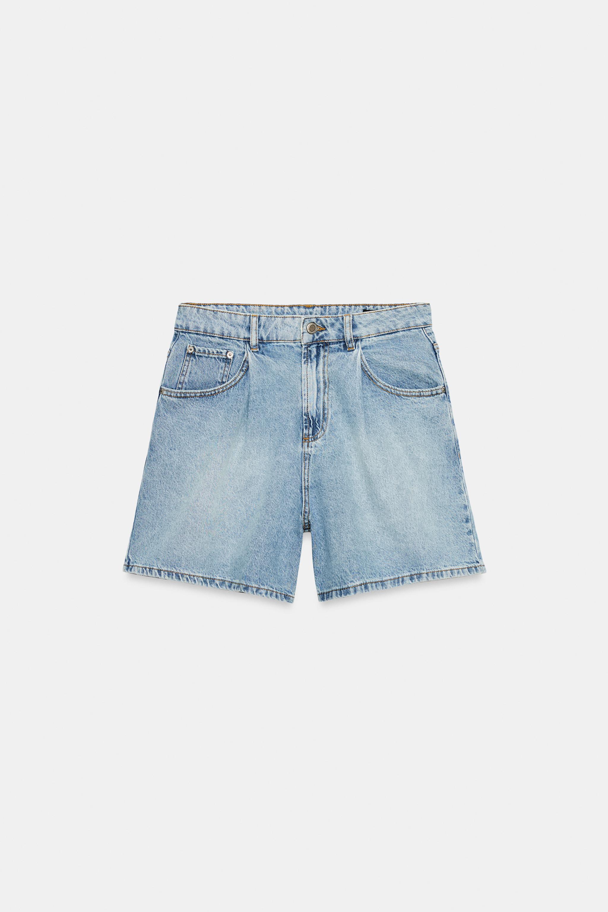 Zara ZW COLLECTION YÜKSEK BEL DENIM ŞORT görsel 6