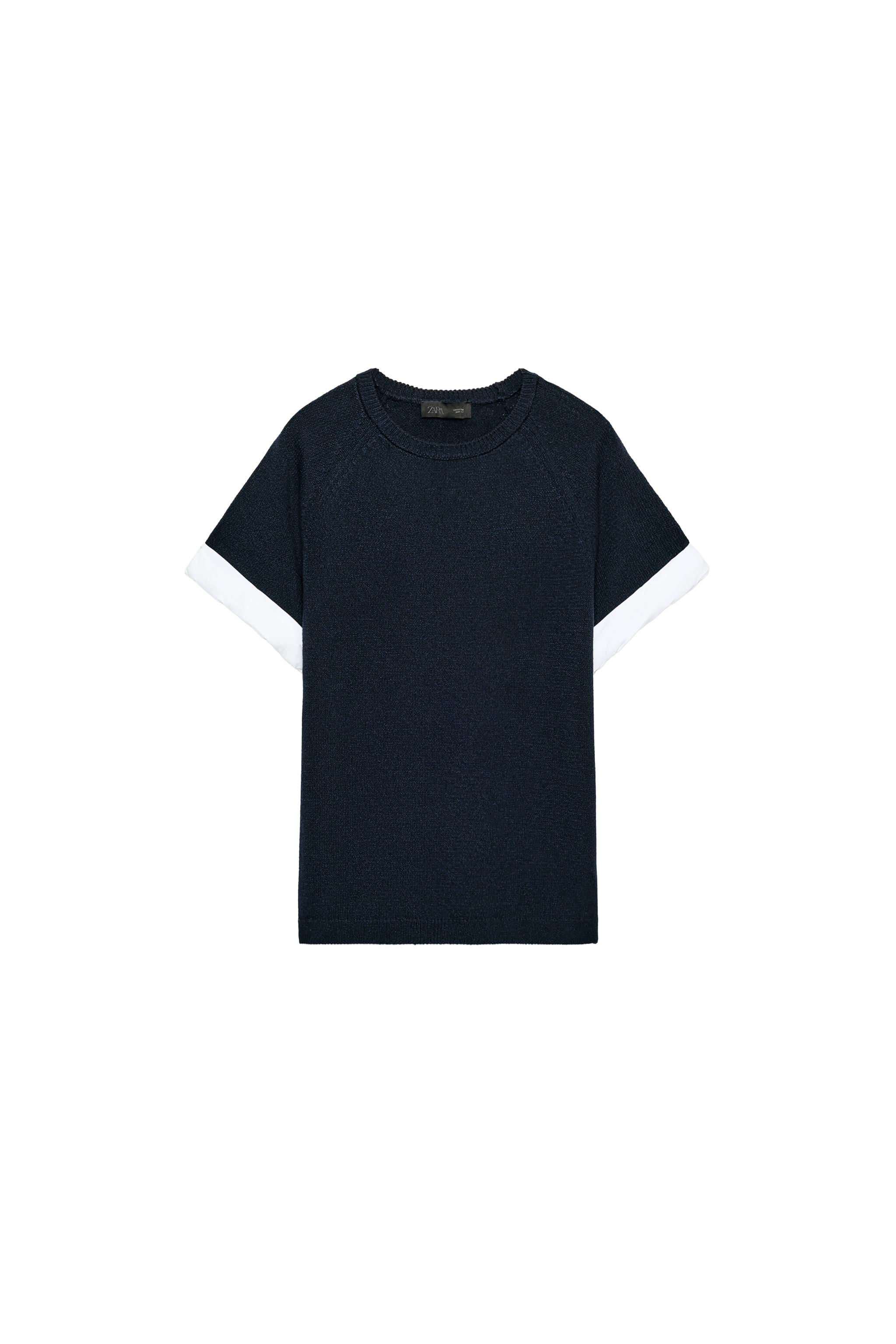 CONTRAST TURN-UP SLEEVE KNIT JUMPER