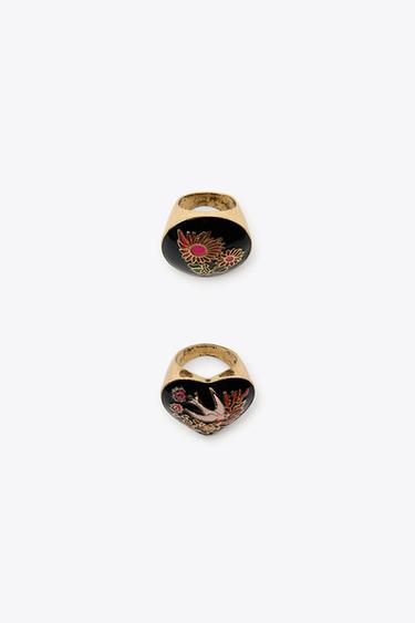 Zara 2-PACK OF RESIN SHAPE RINGS - Golden - Image 0
