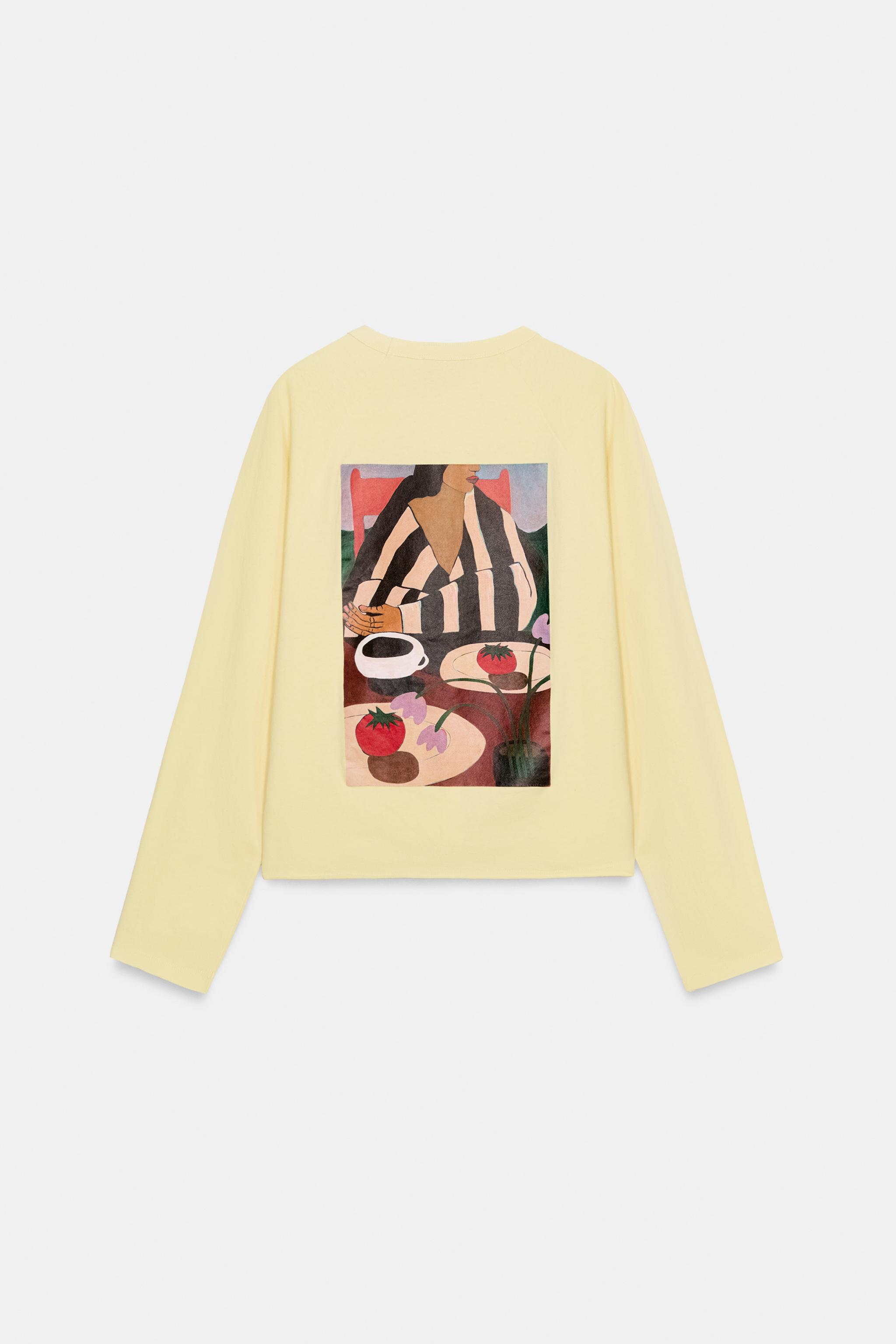 Женские футболки Zara CORTNEY RAGLAN SLEEVE T-SHIRT — фото 6