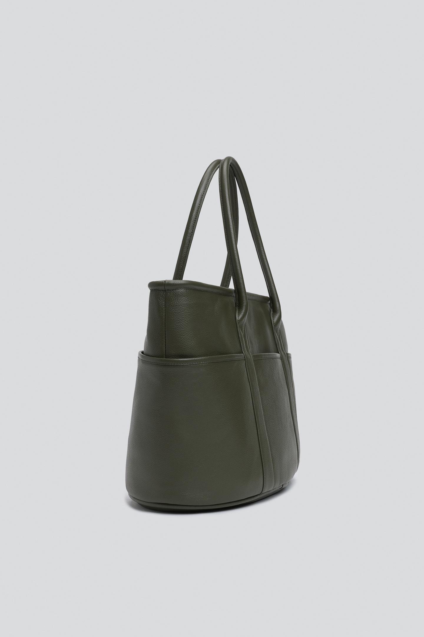 Мужская сумка Zara Leather Shopper, цвет: Зелёный — фото 2