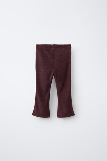 SOFT TOUCH BOW FLARE KNIT PANTS — Dark burgundy 2