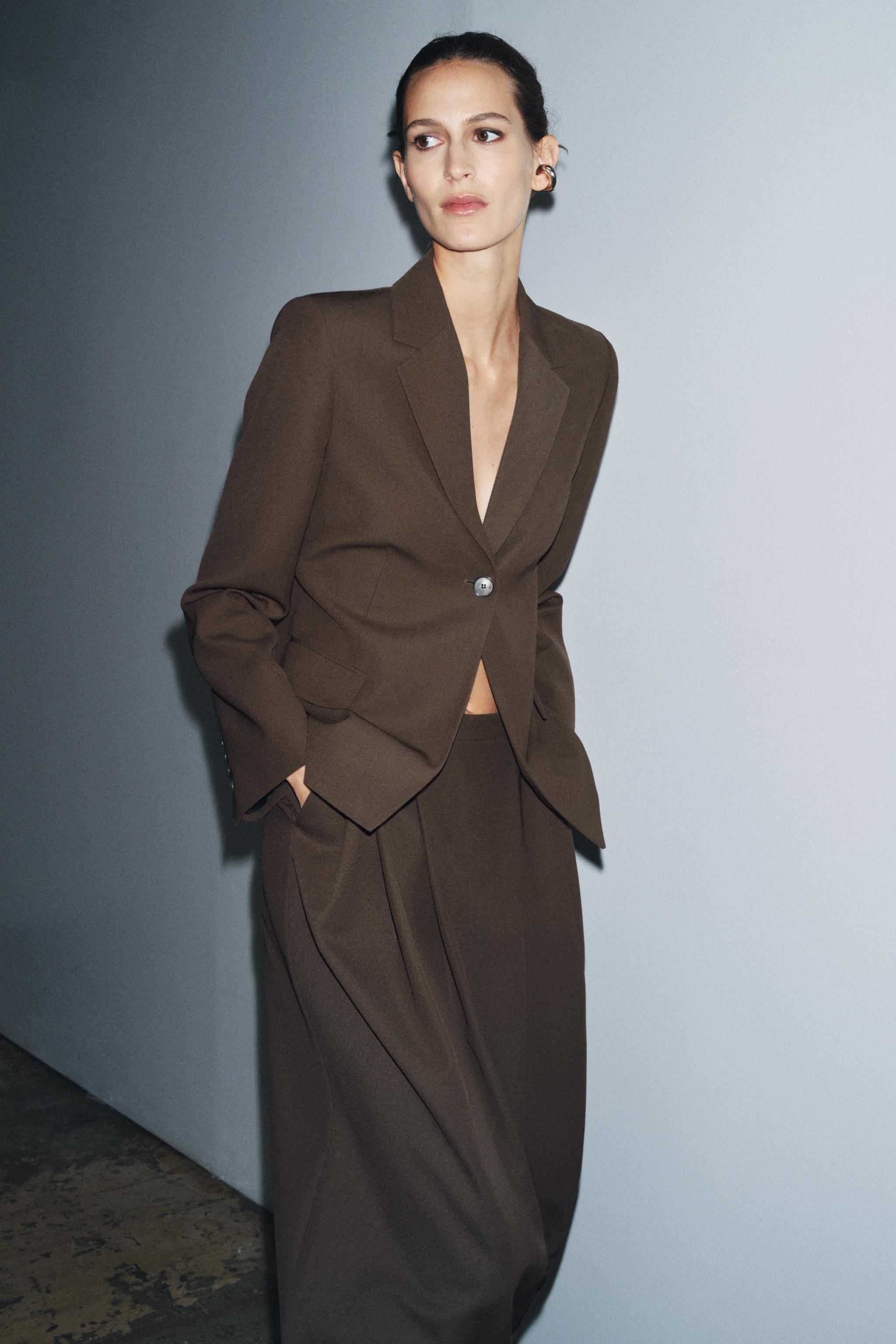 WOOL BLEND BLAZER ZW COLLECTION - Mink | ZARA United States