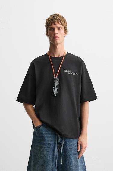 SLOGAN PRINT T-SHIRT - Black by Zara