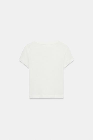 T-SHIRT RUSTIQUE À MANCHES COURTES - Blanc de Zara - Image 5
