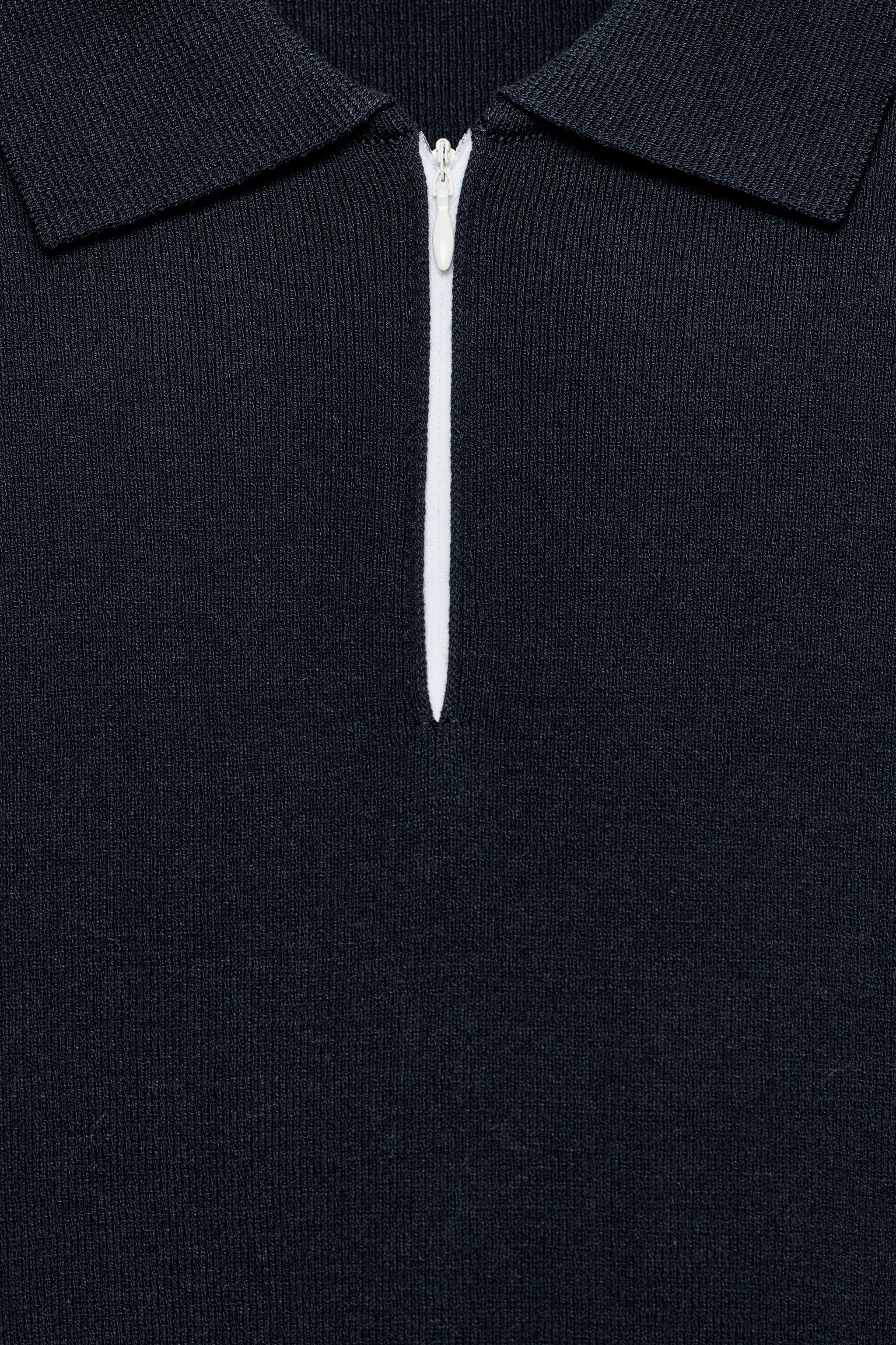 KNIT ZIP POLO SHIRT - Navy blue | ZARA Canada