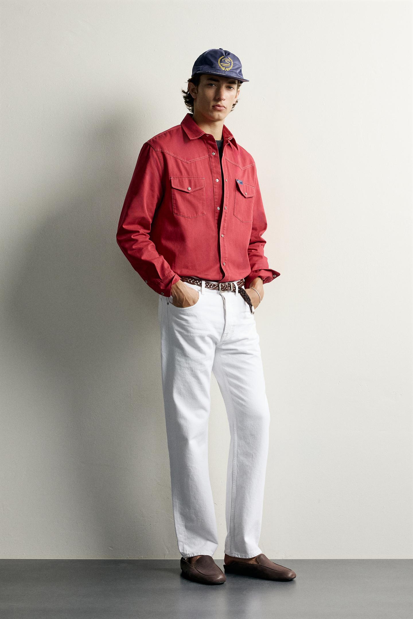 Мужская рубашка Zara Ayrton Senna Patch Western, цвет: Красный