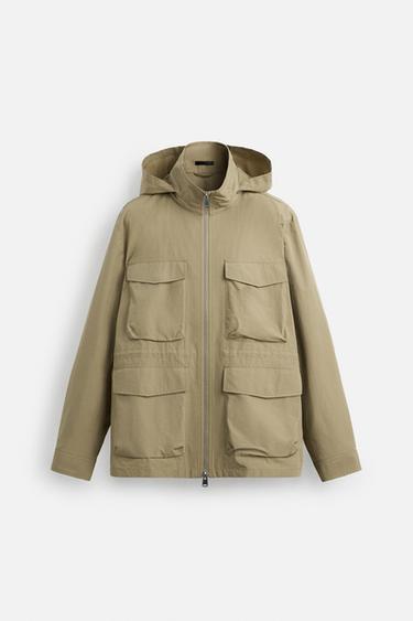 FUNKTIONSPARKA MIT TASCHEN - grau-beige von Zara