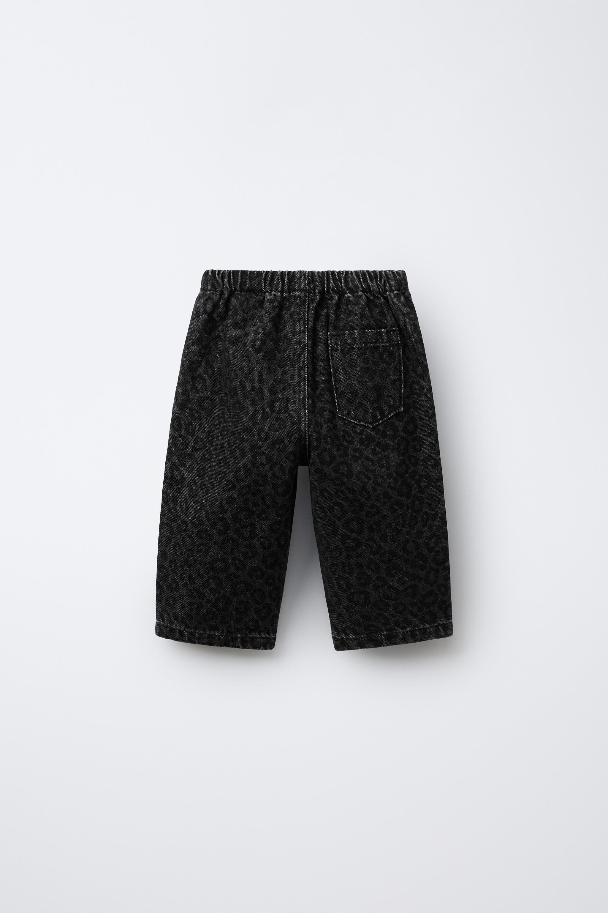 ANIMAL PRINT BAGGY DENIM PANTS