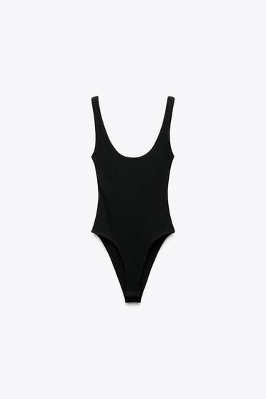 BODY COM NERVURAS - Preto da Zara