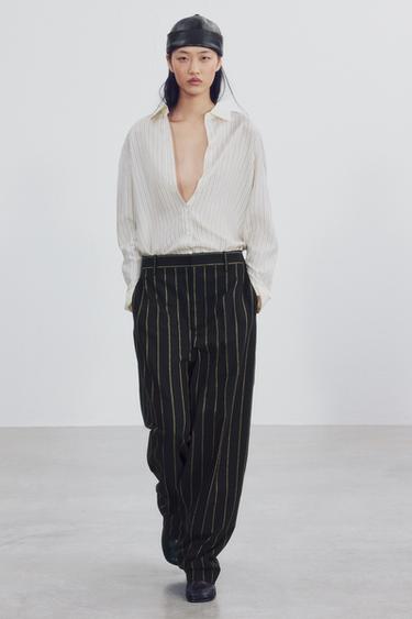 PANTALÓN RAYAS ZW COLLECTION - Marrón de Zara