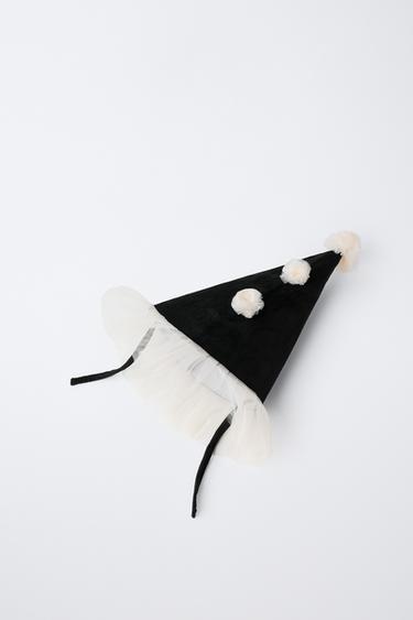 HARLEQUIN CLOWN FANCY DRESS HAT - Black by Zara - Image 1