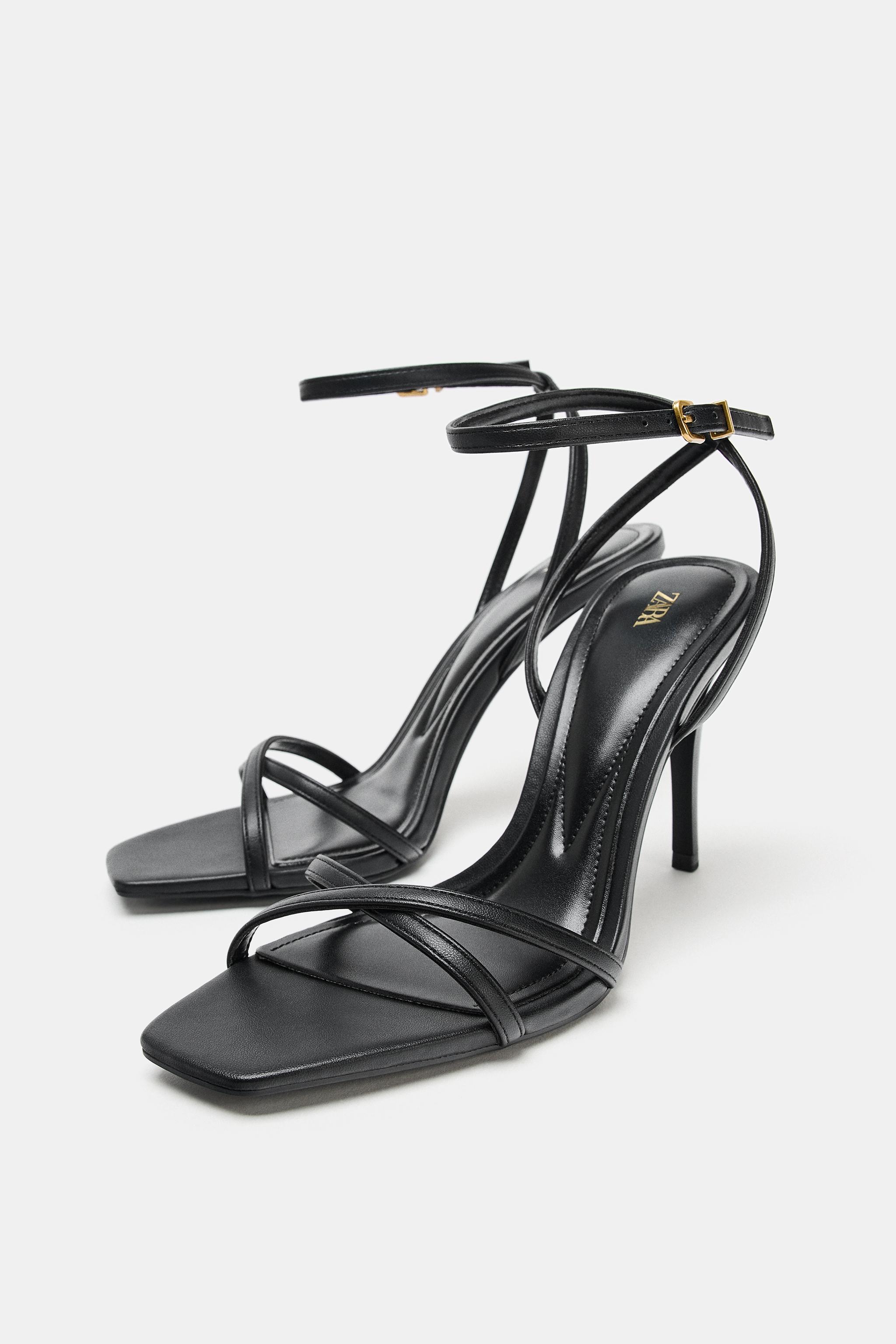 クロスオーバーストラップハイヒールサンダル - ブラック | ZARA Japan