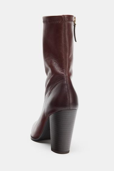 BOTTINES EN CUIR À TALONS CAMPERO - Bordeaux de Zara - Image 5