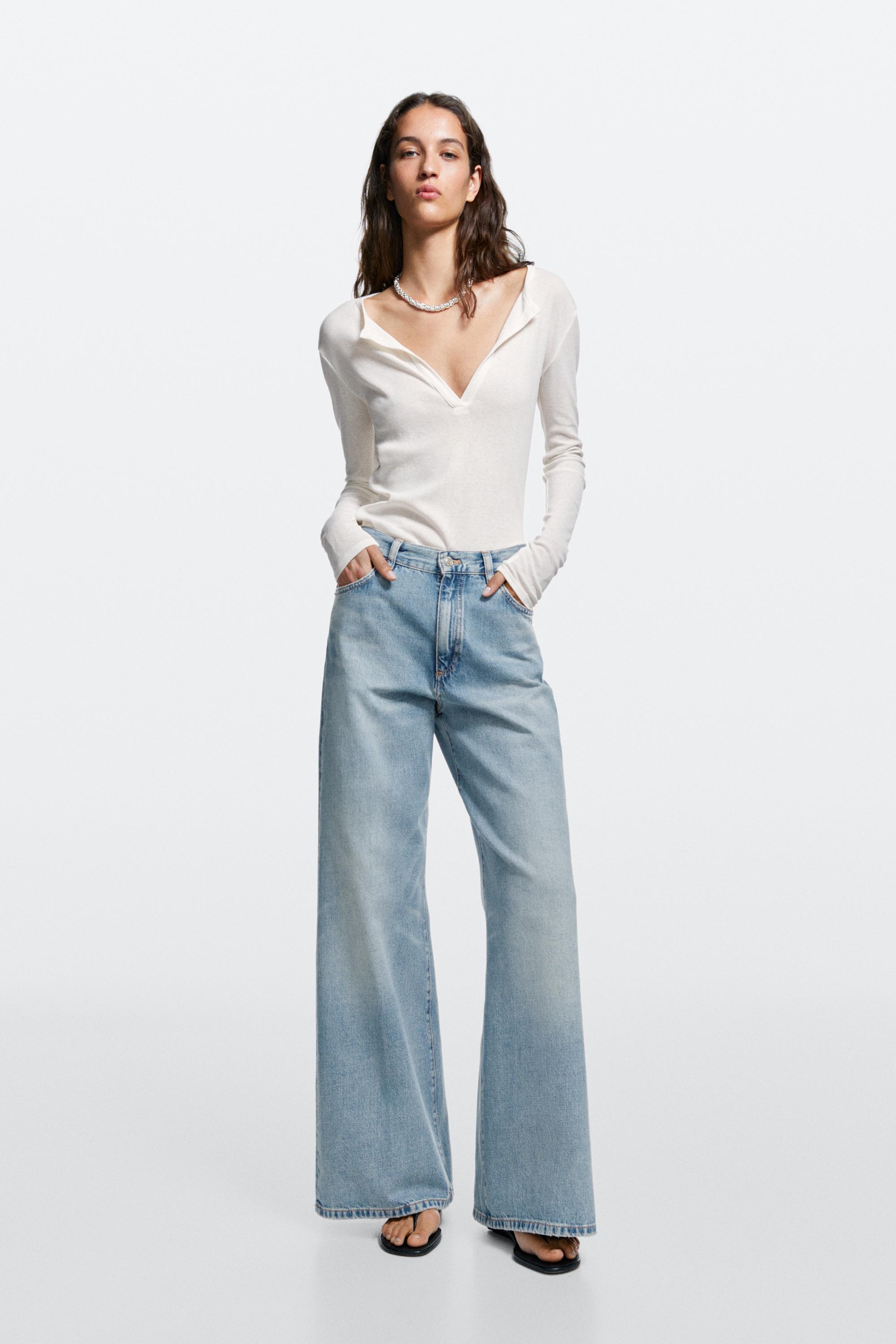 High-waist palazzo jeans — Light blue